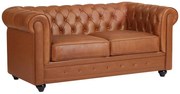 Kanapa 2-osobowa z camelowej skóry bydlęcej - CHESTERFIELD