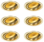 Zestaw 6 nowoczesnych regulowanych reflektorów wpuszczanych w kolorze złotym - Coop 111 Honey
