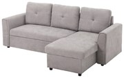 HOMCOM Sofa trzyosobowa z funkcją spania, sofa z chaiselongue, tapicerowana sofa, szara