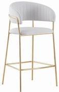 EROS Hoker Tapicerowany Jasny Popiel Welur Złote Nóżki