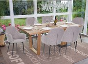 Krzesło do jadalni MCW-F18 (zestaw 6 sztuk),  tkanina/tekstylia szare, czarne nogi