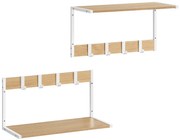 Półka ścienna z haczykami VELORY zestaw 2 szt. 50x24,2 cm, biały/dąb sonoma