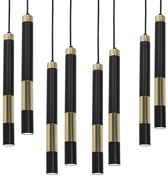 Lampa sufitowa, 8 kloszy, czarne, tuba DALLAS GOLD 8x miniGU10