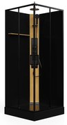 Kabina prysznicowa kwadratowa z hydromasażem i bambusowymi panelami - Czarny - szer. 90 x gł. 90 x wys. 225 cm - DESULO