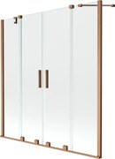 Mexen Velar Duo parawan nawannowy 2-skrzydłowy rozsuwany 160 x 150 cm, transparent, miedź szczotkowana - 896-160-000-02-65