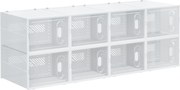 HOMCOM 8-częściowy regał na buty, stosowalne pudełka na buty do rozmiaru 46, drzwi magnetyczne, Plastik, 28 x 36 x 21 cm