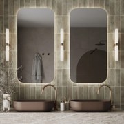 Lustro prostokątne bez ramy oszlifowane obracalne z podświetleniem ROUND Classic LED | Różne rozmiary | Różne kolory szkła : Kolor tafli szkła - Grafit, Rozmiar - 60 x 120 cm