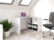 Biurko Plus 2x2 BIAŁE Matowe narożne z regałem, 120/74 cm