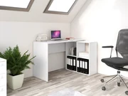 Biurko Plus 2x2 BIAŁE Matowe narożne z regałem, 120/74 cm