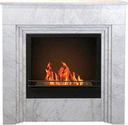 Biokominek stojący BELLINI z drewna imitującego biały marmur, wyprodukowany we Włoszech, dł. 96 x gł. 35 x wys. 96 cm