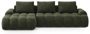 Zielony aksamitny rozkładany/ze schowkiem narożnik (lewostronny/z szezlongiem) Linz – Cosmopolitan Design