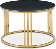 Stolik Kawowy Ceramiczny KORIN 70 cm Czarny Marmur/Złoty Glamour Nowoczesny