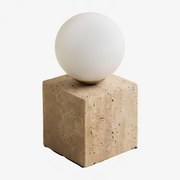 Lampa Stołowa Z Trawertynu Z Kulą Szklaną Davise Travertine - Sklum