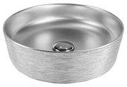 Umywalka ceramiczna nablatowa okrągła srebrna matowa ryflowana 42 cm MAVA SILVER cienki rant