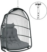 Outsunny Wiszący fotel z poduszką, rattan, na zewnątrz i wewnątrz, składany, do 150 kg, ciemnoszary