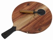 Deska do pizzy z drewna akacji, z nożykiem