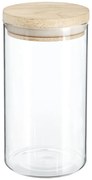Pojemnik na sypką żywność z drewnianą pokrywką, hermetyczny, 1L
