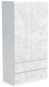 Szafa 90cm Garderoba z 2 szufladami i wieszakiem LUNA Biały/Beton