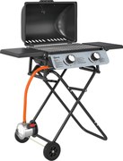 Outsunny Grill gazowy 5,6 KW z wózkiem wliczając 2 palniki ze stali nierdzewnej, składane boczne półki, kółka 101 x 50 x 102 cm Czarny