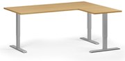 Narożne biurko z regulacją wysokości, 180x140 cm, 3 silniki, L/P, szara podstawa, buk