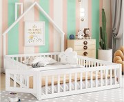 Łóżko dziecięce 140x200cm z litego drewna - z stelażem na listwy - Białe