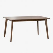 Prostokątny Stół Jadalniany Z Mdf I Drewna Kauczukowego Kerhen Ciemne Drewno & 150 X 90 Cm - Sklum