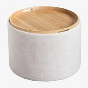 Okrągły, Tapicerowany Stolik Kawowy Berkeleni Z Tacą I Schowkiem Ø55 Cm & Pościel Kremowa - Sklum