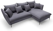 Narożnik z funkcją spania LINDA VELVET grafitowy prawy/lewy PIASKI Meble