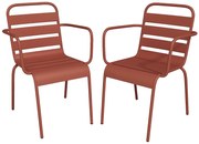 Zestaw 2 metalowych foteli ogrodowych ustawianych w stosy - Terakota - MIRMANDE