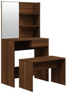 Wąska toaletka kosmetyczna z lustrem i stołkiem brązowy dąb Z6-T99