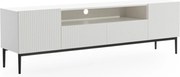 Szafka RTV Nicole 200 cm z wnęką i szufladami - biały mat / czarne nóżki