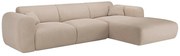 Duża kanapa narożna prawostronna z beżowej teksturowanej tkaniny POGNI marki Maison Céphy