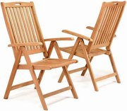 Tekowe krzesło składane DIVERO, 2 sztuki