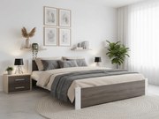 Łóżko IKAROS 120 x 200 cm, Biały/dąb truflowy Stelaż: Ze stelażem listwowym rolowanym elastycznym, Materac: Materac Sommera 18 cm