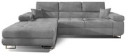 Narożnik z funkcją spania ARMANDO VELVET szary lewy ELTAP