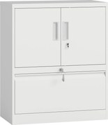 HOMCOM Szafa na akta Szafa biurowa Zamykana Szafa wielofunkcyjna ze stali z 2 drzwiami, regulowanymi półkami Biała
