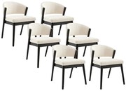 Zestaw 6 krzeseł z tkaniny buklé i czarnego drzewa kauczukowego - Białe - ZELVYN