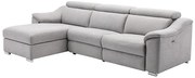 Kanapa narożna PEDRA z funkcją relax, z tkaniny w kolorze szarym – lewoskrętna