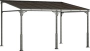 Outsunny Pergola ścienna 4 x 3 m Zadaszenie tarasowe z nachylonym dachem poliwęglanowym, metalowo-aluminiowa rama, montaż naścienny | Aosom PL