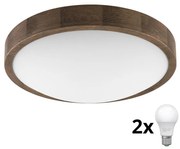 Brilagi - LED Plafon CARVALHO SLIM 2xE27/60W/230V dąb śr. 37 cm