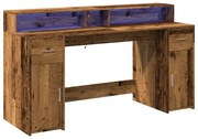 Biurko podświetlane 160 cm stare drewno E2-A11