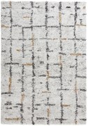 Dywan shaggy Nomadic kratka kremowo-szary 80 cm x 150 cm