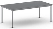 Stół konferencyjny do biura PRIMO INVITATION, 200x100 cm, szaro-srebrna podstawa, grafit