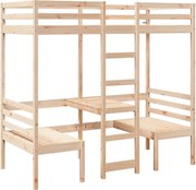 Piętrowe łóżko z biurkiem i krzesłami naturalna sosna 90x190 M2-E42