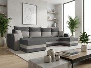 Rozkładana sofa narożna w kształcie U VALERIO 305x140 cm, ciemnoszara/jasnoszara