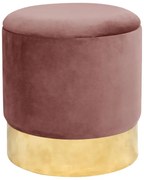 Okrągła różowa pufa z weluru L3-C61