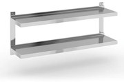 Podwójna półka ze stali nierdzewnej wieszana, 1200 x 300 mm