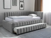 Łóżko tapicerowane COMFINO VELVET z wysuwanym miejscem do spania 120x200 cm, szare