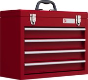 DURHAND Skrzynka narzędziowa z 4 szufladami, górny schowek, stalowe zamki, uchwyt, 51x22x39,5 cm, Czerwona