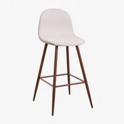 Zestaw 2 Wysokich Stołków Glamm Kremowa & ↑75 Cm & Ciemne Drewno - Sklum